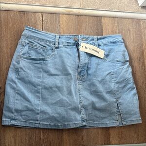 Luvamia Denim Mini Skirt in Light Blue